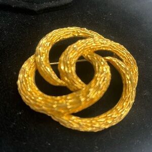 Monet Gold Textured Swirl Brooch